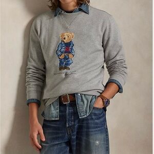 Ralph Lauren Grey Sweatshirt with Polo Bear Graphic
